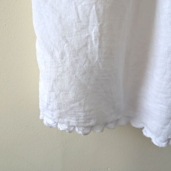 Old Navy Sleeveless Smocked Linen Blend Swing Top White Beach Cottage Size L - Picture 6 of 8